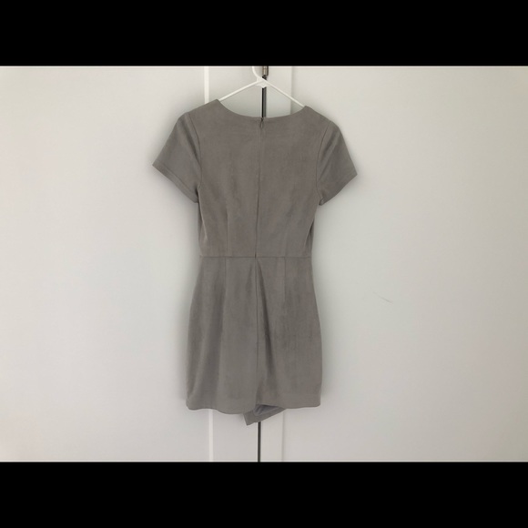 Faux Suede Light Gray Envelope Dress - Picture 3 of 3